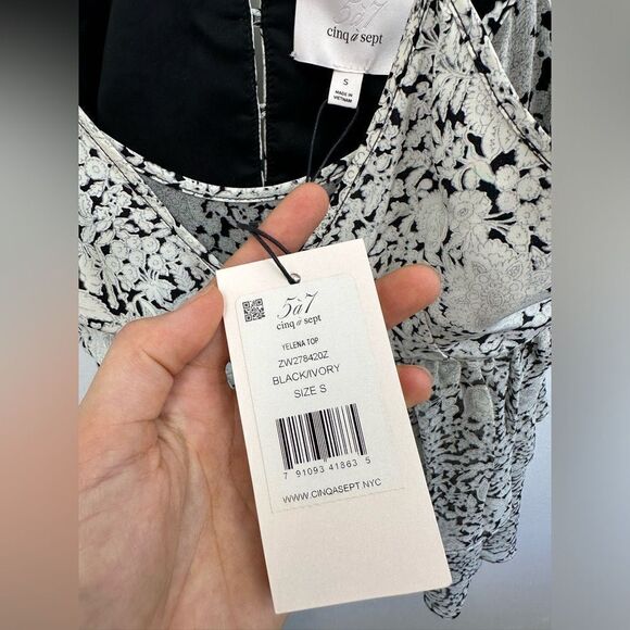 Cinq a Sept 5 a 7 100% Silk Yelena Floral Tiered Asymmetric Boho Cami Top Size S - Picture 10 of 13